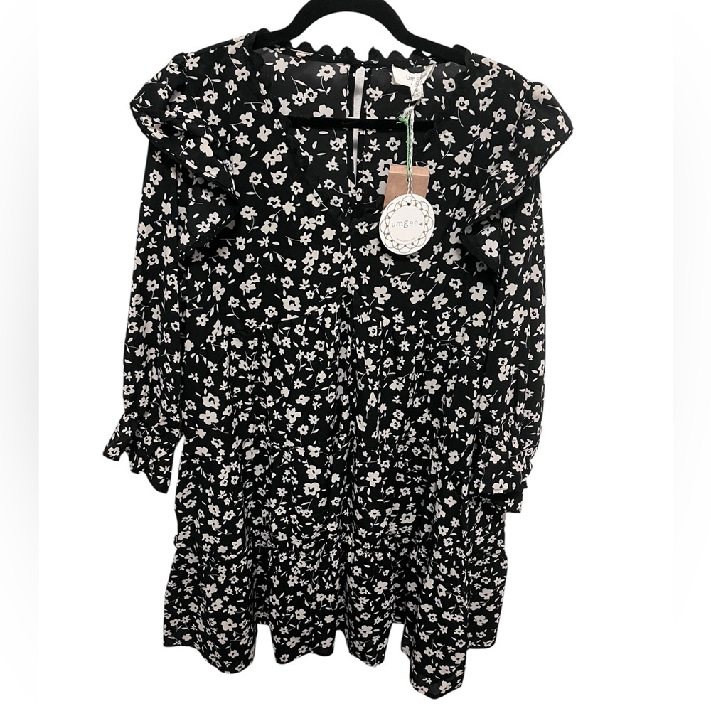 Umgee Black & White Floral Dress | NWT | Flowy & Chic - Picture 2 of 4
